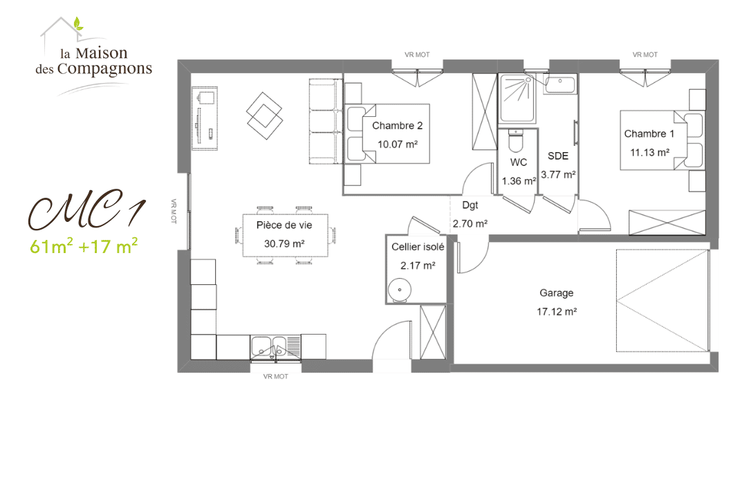 Maison Rectangulaire De Plain-pied : Modèle MC1